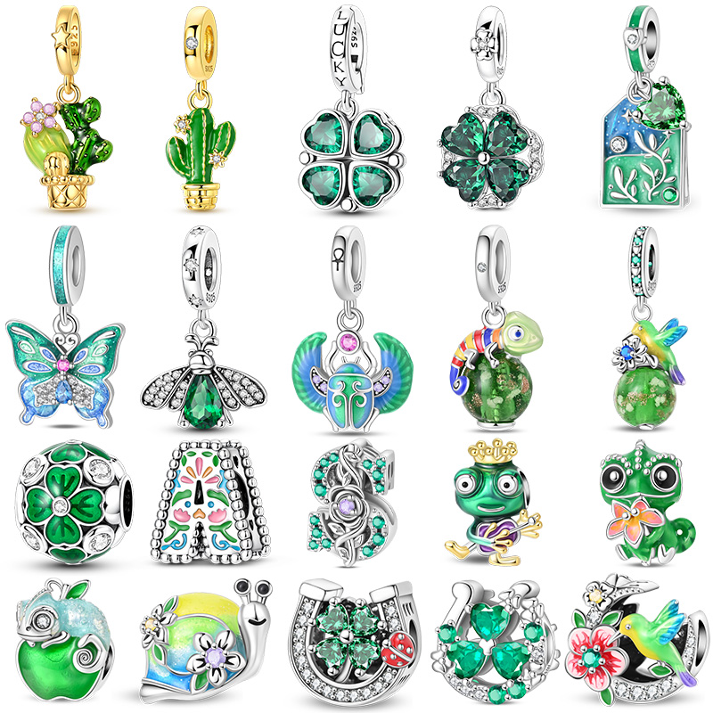 New 925 Sterling Silver Green  - Red Clover Flower ulasan dan harga