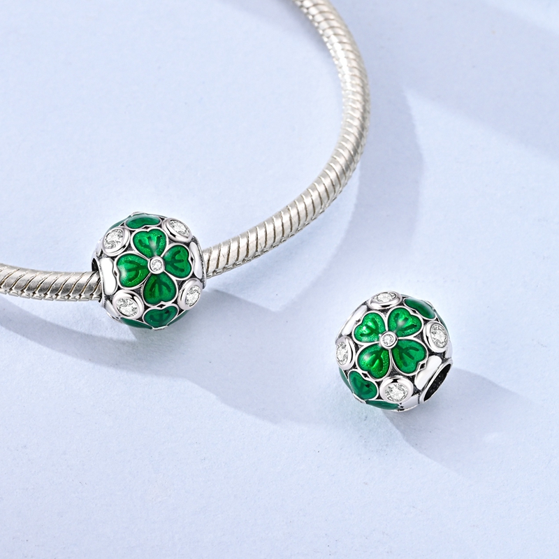 New 925 Sterling Silver Green  - Red Clover Flower ulasan dan harga